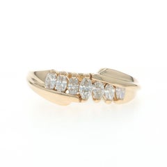 Yellow Gold Diamond Seven-Stone Bypass Band - 14k Marquise .50ctw Ring