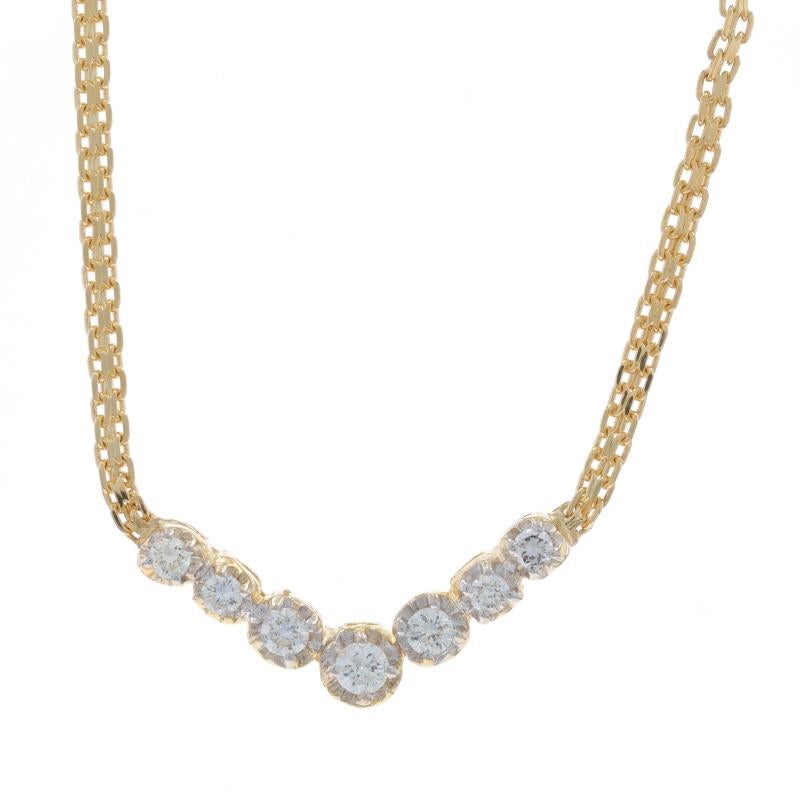 Metallgehalt: 14k Gelbgold

Informationen zu Stein

Natürliche Diamanten
Karat(e): .40ctw
Schliff: Runder Brillant
Farbe: G - H
Klarheit: SI2 - I1

Karat gesamt: .40ctw

Stil: Sieben Stein
Kette Stil: Kabel
Halskette Stil: Doppelstrang