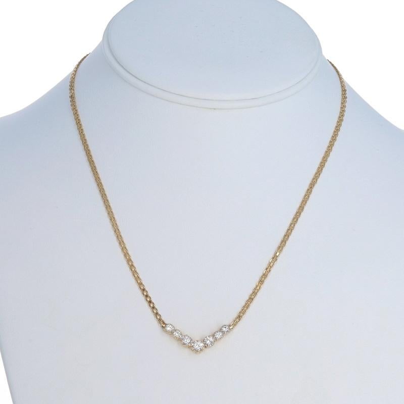 Gelbgold Diamant Sieben Stone Halskette 16 1/2