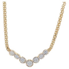 Gelbgold Diamant Sieben Stone Halskette 16 1/2" 14k Runde Brillant .40ctw