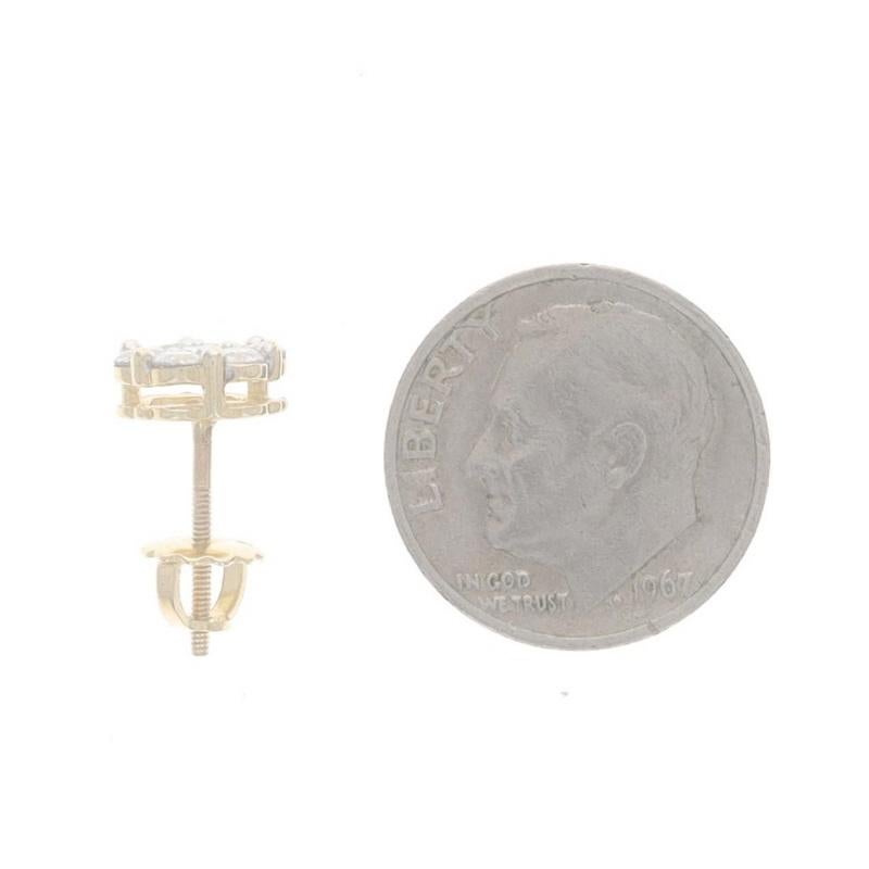 Gelbgold Diamant SINGLE Cluster-Ohrstecker 14k .42ctw Ein durchbrochener Schraubverschluss (Rundschliff)