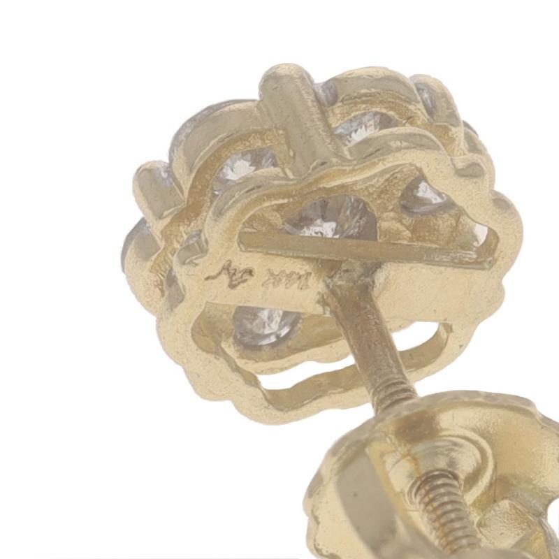 Gelbgold Diamant SINGLE Cluster-Ohrstecker 14k .42ctw Ein durchbrochener Schraubverschluss im Zustand „Hervorragend“ in Greensboro, NC