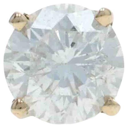 Yellow Gold Diamond SINGLE Stud Earring - 14k Round .50ct One Pierced Screw-On For Sale
