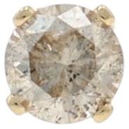 Yellow Gold Diamond SINGLE Stud Earring - 14k Round Brilliant .14ct One Pierced For Sale