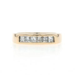 Yellow Gold Diamond Six-Stone Wedding Band - 14k Princess .54ctw Ring