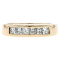 Yellow Gold Diamond Six-Stone Wedding Band - 14k Princess .54ctw Ring