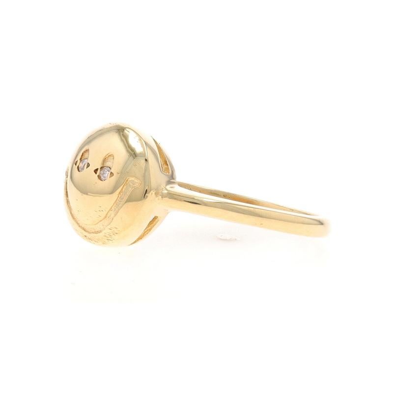 Gelbgold Diamant Smiley Face Ring 14k Single Have A Nice Day (Einfacher Schliff) im Angebot