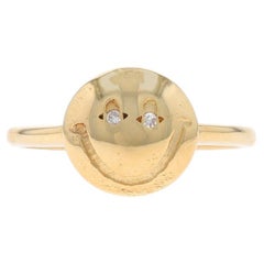 Gelbgold Diamant Smiley Face Ring 14k Single Have A Nice Day