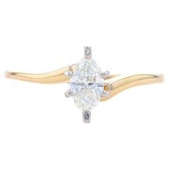 Yellow Gold Diamond Solitaire Bypass Engagement Ring - 14k Marquise .36ct