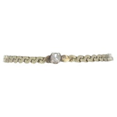 Yellow Gold Diamond Solitaire Chain Ring 14k Single Serpentine SZ 8