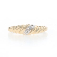 Yellow Gold Diamond Solitaire Crecent Band - 10k Rough Cut Ring
