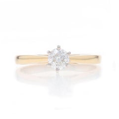 Yellow Gold Diamond Solitaire Engagement Ring - 14k European .40ct Cathedral