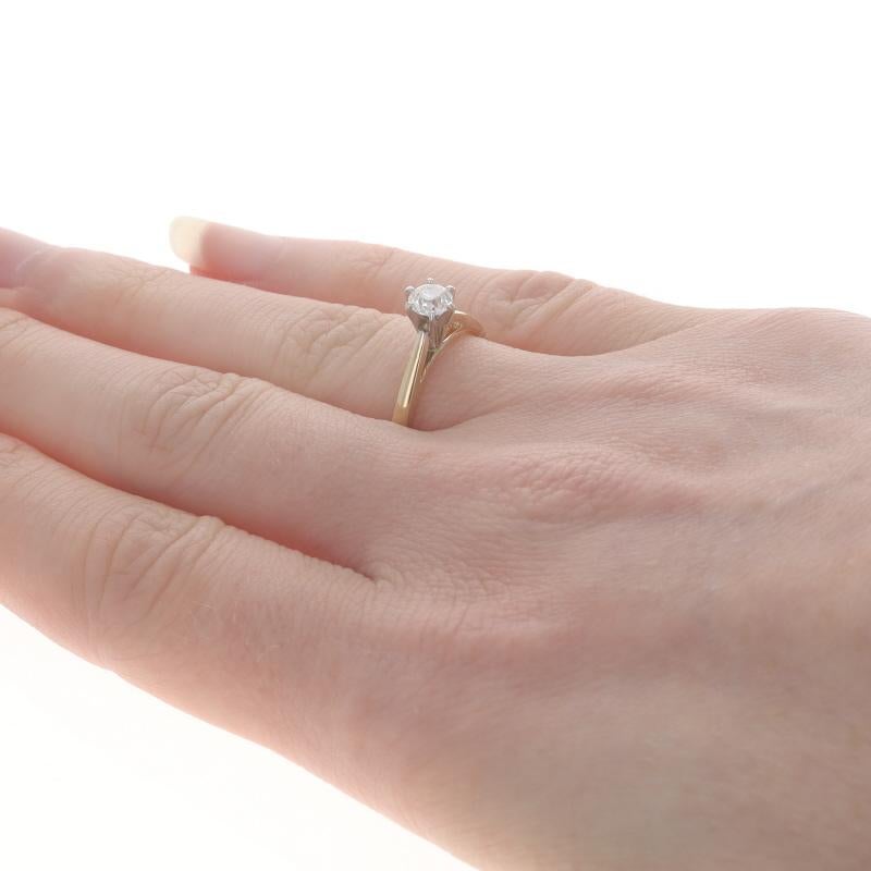 Women's Yellow Gold Diamond Solitaire Engagement Ring - 14k European .40ct Cathedral For Sale
