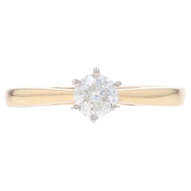 Yellow Gold Diamond Solitaire Engagement Ring - 14k European .40ct Cathedral