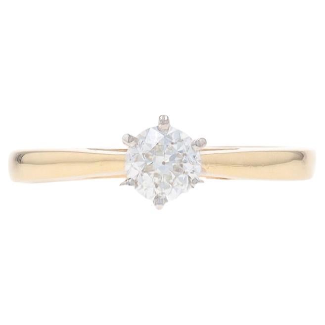 Yellow Gold Diamond Solitaire Engagement Ring - 14k European .40ct Cathedral
