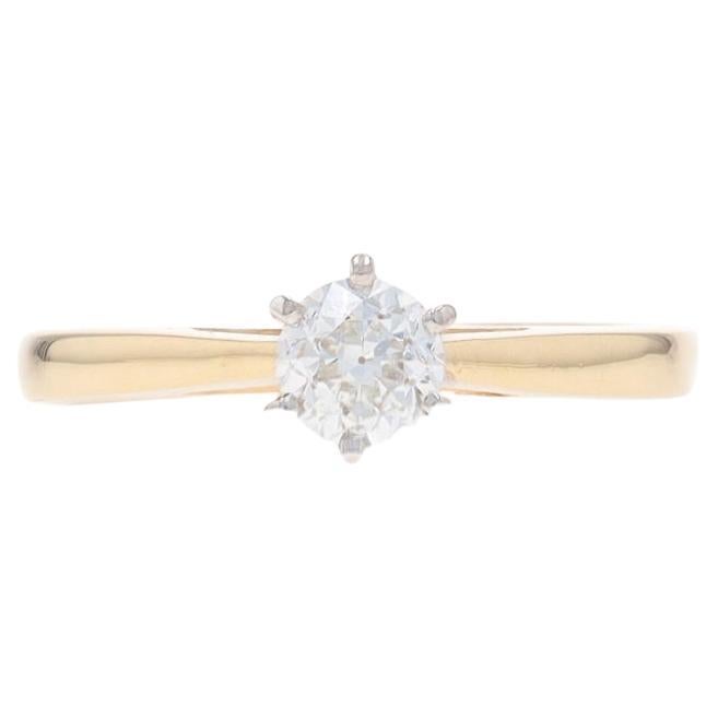 Gelbgold Diamant Solitär Verlobungsring - 14k Europäische .40ct Kathedrale