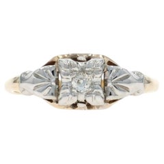 Yellow Gold Diamond Solitaire Engagement Ring - 14k European Cut Vintage