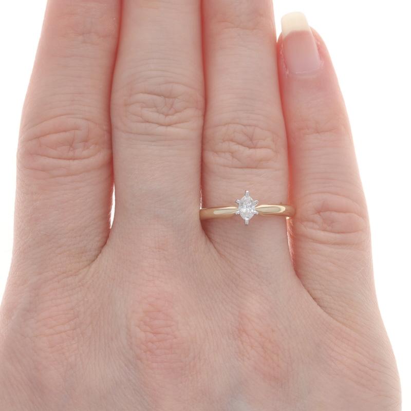 Marquise Cut Yellow Gold Diamond Solitaire Engagement Ring - 14k Marquise .23ct