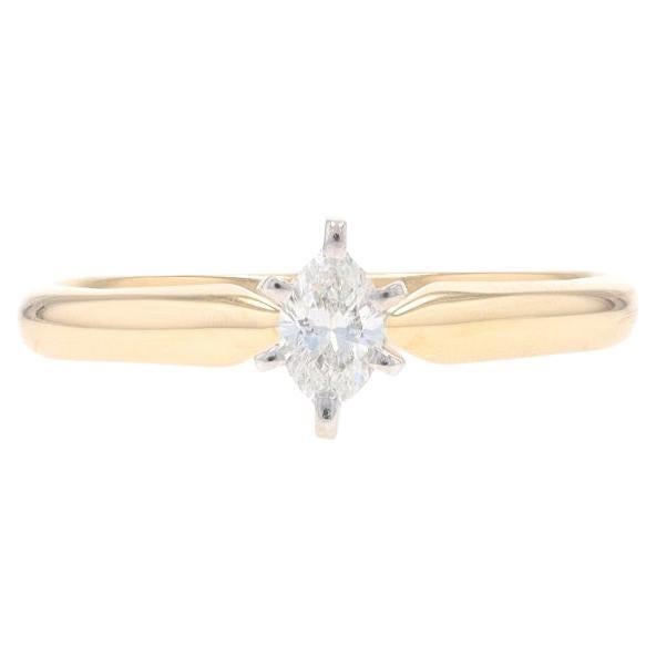 Yellow Gold Diamond Solitaire Engagement Ring - 14k Marquise .23ct