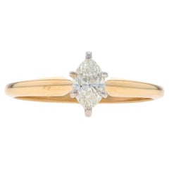 Yellow Gold Diamond Solitaire Engagement Ring - 14k Marquise .38ct