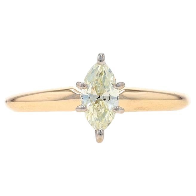 Yellow Gold Diamond Solitaire Engagement Ring - 14k Marquise .40ct