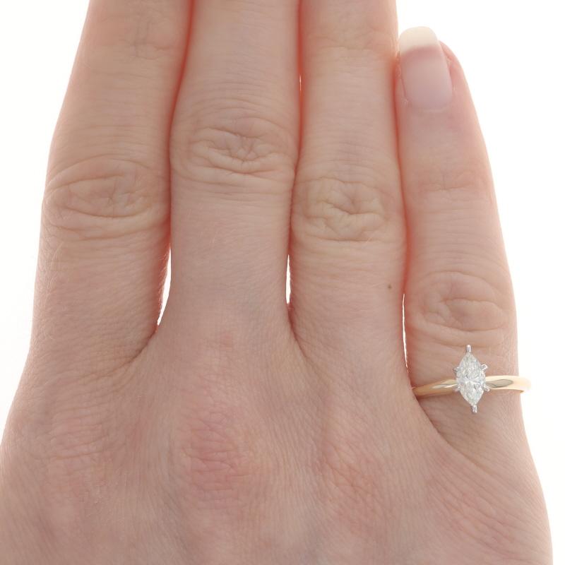 Marquise Cut Yellow Gold Diamond Solitaire Engagement Ring - 14k Marquise .45ct