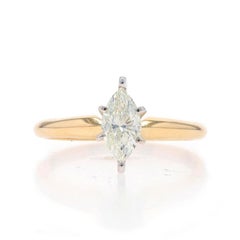 Yellow Gold Diamond Solitaire Engagement Ring - 14k Marquise .45ct