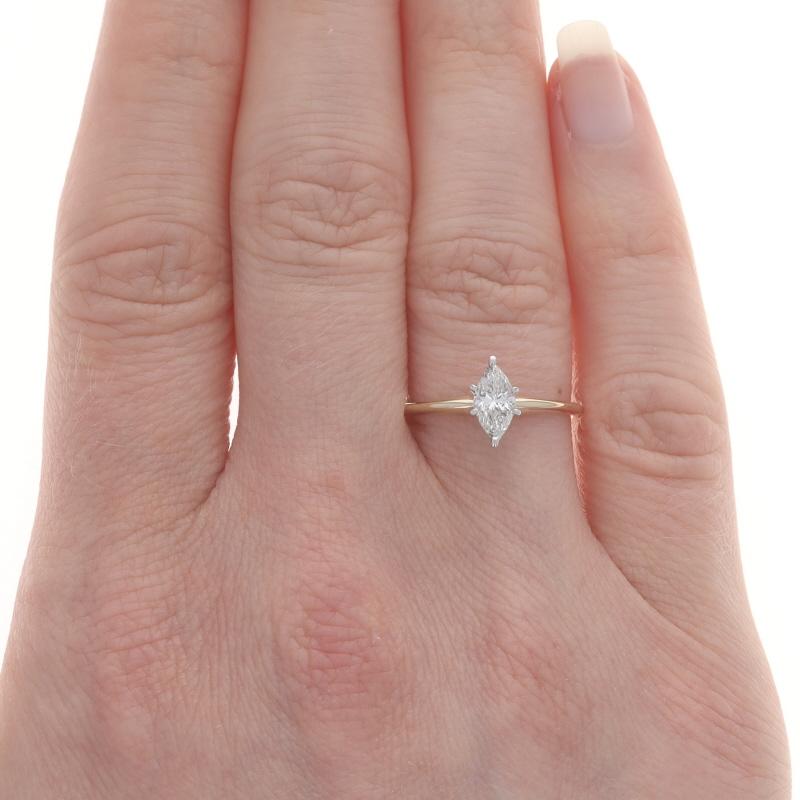 Marquise Cut Yellow Gold Diamond Solitaire Engagement Ring - 14k Marquise .50ct