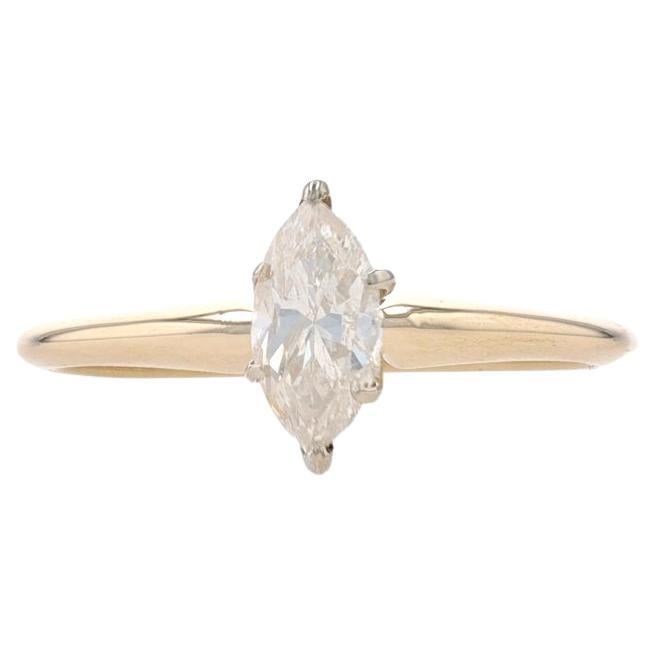 Yellow Gold Diamond Solitaire Engagement Ring - 14k Marquise .50ct