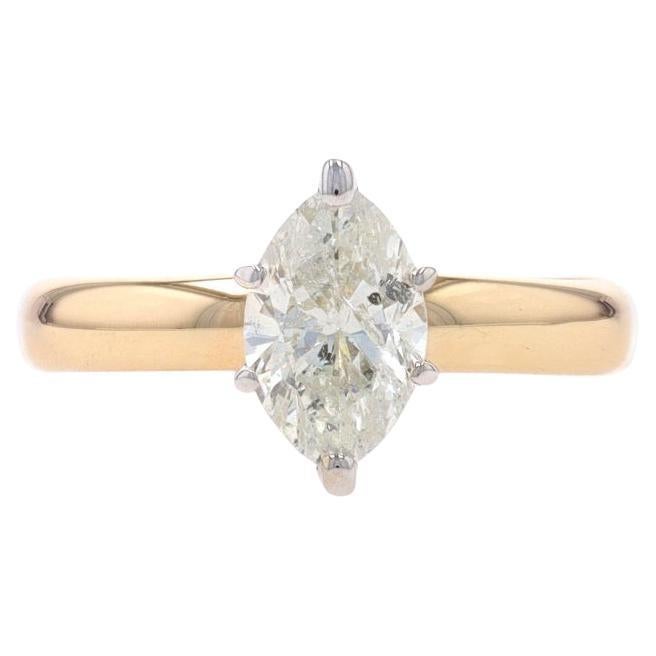 Yellow Gold Diamond Solitaire Engagement Ring - 14k Marquise Cut 1.08ct GIA