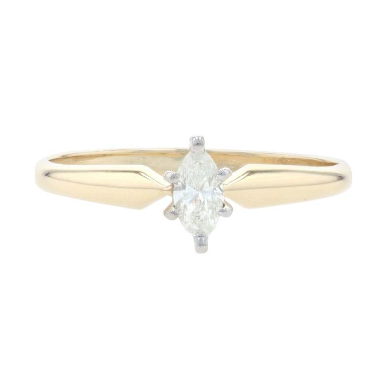 Yellow Gold Diamond Solitaire Engagement Ring, 14k Marquise Cut .20ct