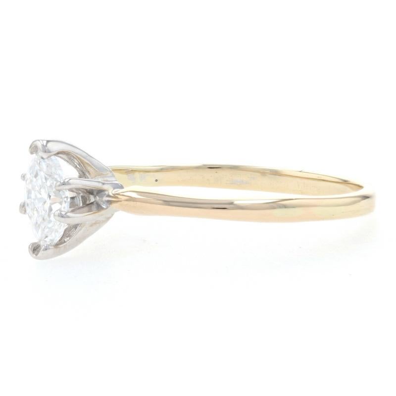Yellow Gold Diamond Solitaire Engagement Ring, 14k Marquise Cut .36ct 3