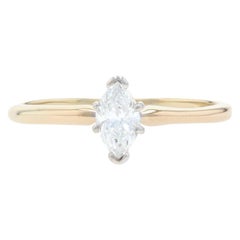 Yellow Gold Diamond Solitaire Engagement Ring, 14k Marquise Cut .36ct
