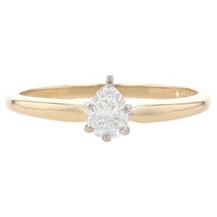 Yellow Gold Diamond Solitaire Engagement Ring - 14k Pear .32ct