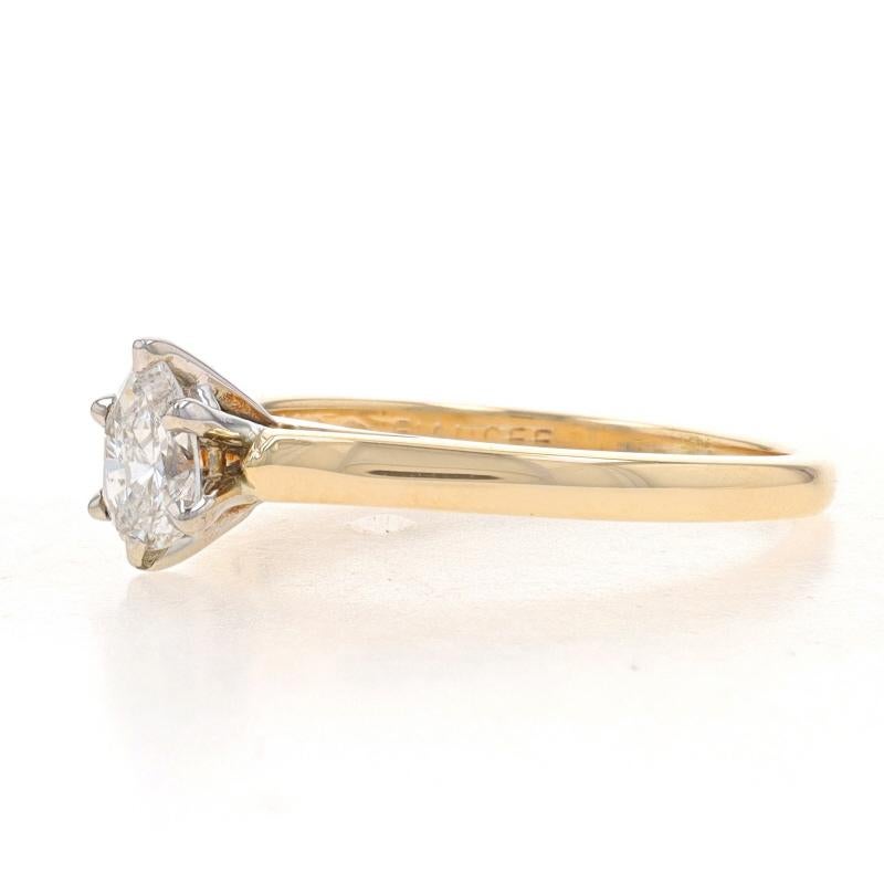 Yellow Gold Diamond Solitaire Engagement Ring - 14k Pear .35ct Cathedral In Excellent Condition For Sale In Greensboro, NC