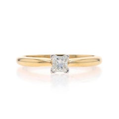 Yellow Gold Diamond Solitaire Engagement Ring - 14k Princess 0.25ct