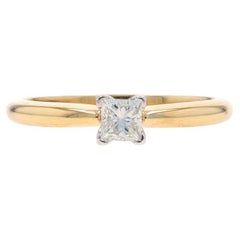 Yellow Gold Diamond Solitaire Engagement Ring - 14k Princess 0.25ct