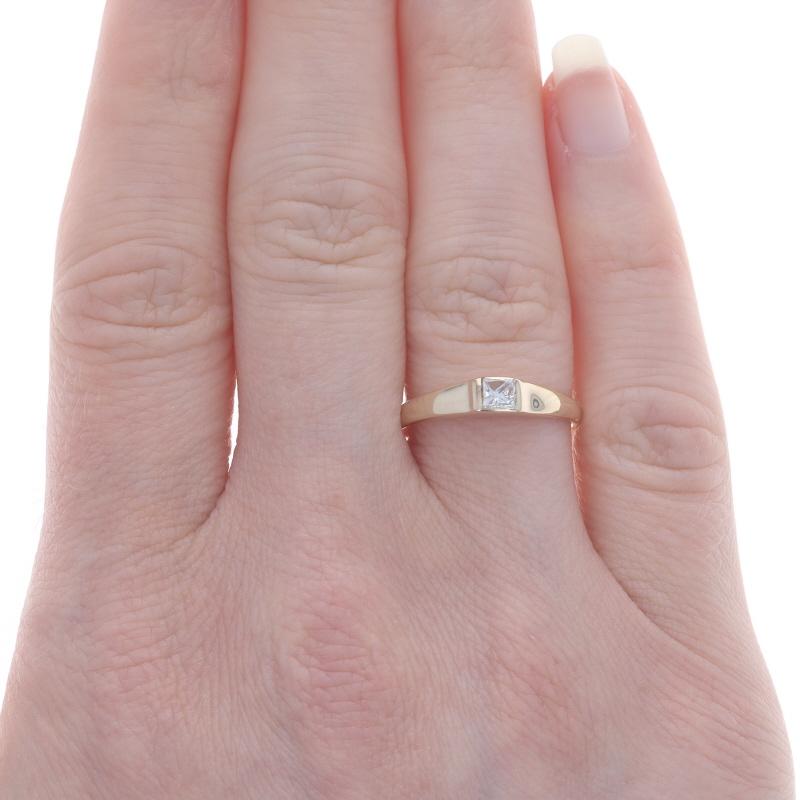Princess Cut Yellow Gold Diamond Solitaire Engagement Ring - 14k Princess .16ct