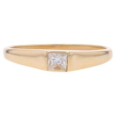 Yellow Gold Diamond Solitaire Engagement Ring - 14k Princess .16ct
