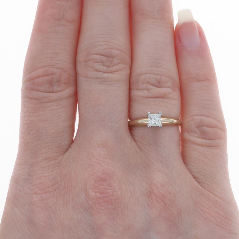 Yellow Gold Diamond Solitaire Engagement Ring 14k Princess .38ct

Stone Information:
Natural Diamond
Carat(s): .38ct
Cut: Princess
Color: N
Clarity: VS2

Total Carats: .38ct

Additional information:
Material: Metal 14k Yellow Gold & 14k White