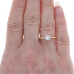 Yellow Gold Diamond Solitaire Engagement Ring - 14k Princess .60ct