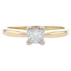 Yellow Gold Diamond Solitaire Engagement Ring - 14k Princess .60ct