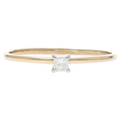 Yellow Gold Diamond Solitaire Engagement Ring - 14k Princess
