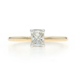 Yellow Gold Diamond Solitaire Engagement Ring - 14k Radiant .51ct