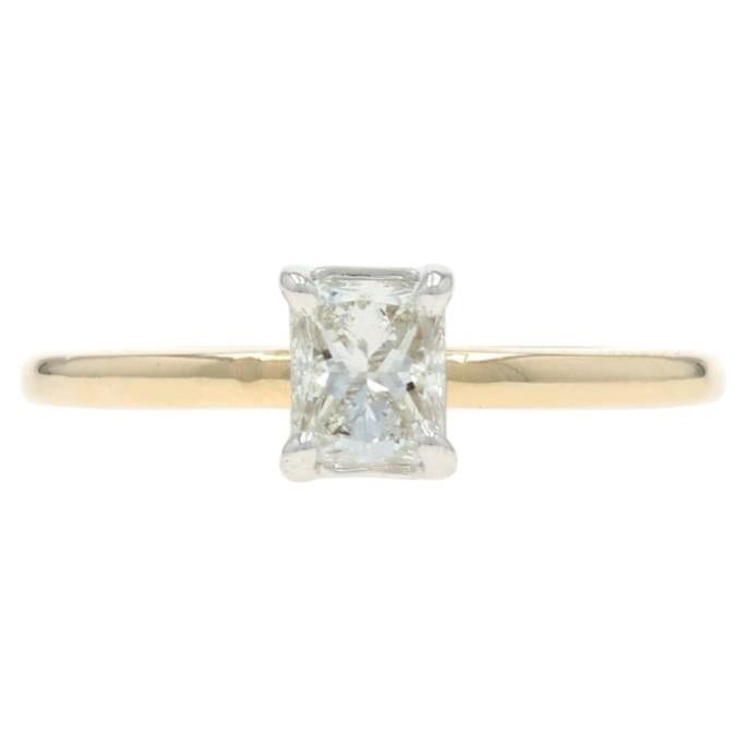 Yellow Gold Diamond Solitaire Engagement Ring - 14k Radiant .51ct