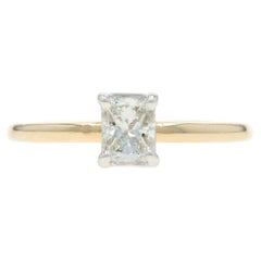 Yellow Gold Diamond Solitaire Engagement Ring - 14k Radiant .51ct