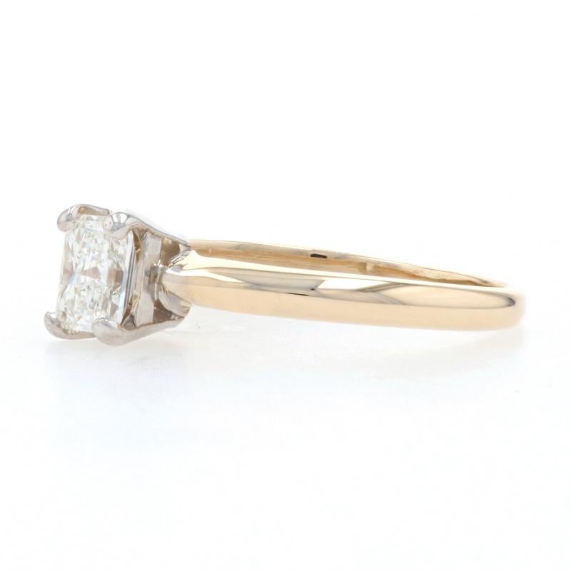 Yellow Gold Diamond Solitaire Engagement Ring, 14k Radiant Cut .48ct In Excellent Condition In Greensboro, NC
