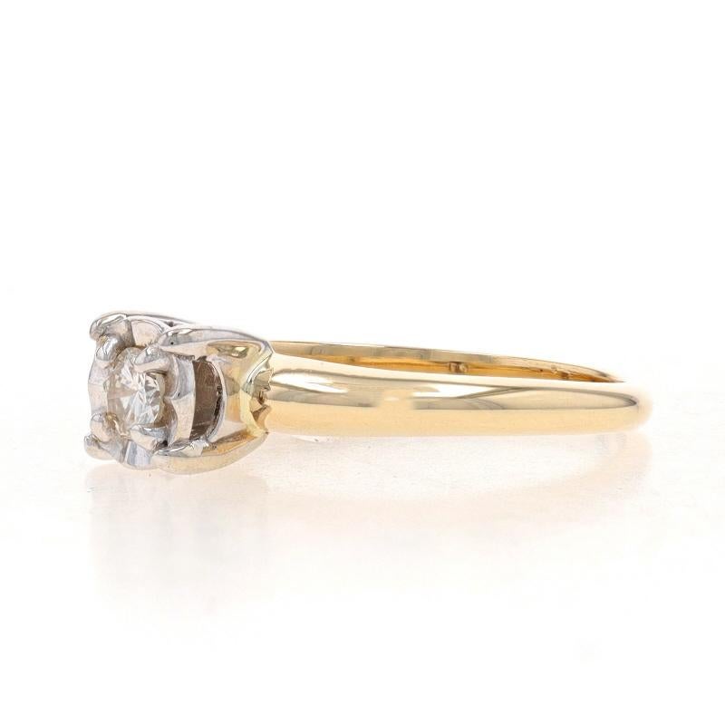 Yellow Gold Diamond Solitaire Engagement Ring - 14k Round Brilliant .12ct In Excellent Condition For Sale In Greensboro, NC