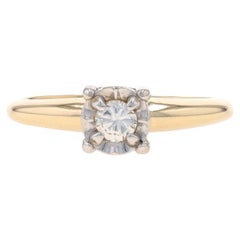 Yellow Gold Diamond Solitaire Engagement Ring - 14k Round Brilliant .12ct