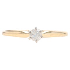 Yellow Gold Diamond Solitaire Engagement Ring - 14k Round Brilliant .20ct